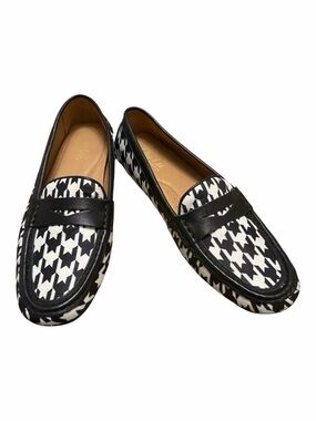 Flag Ltd Morgan Houndstooth Loafers Women’s Size 8 Black White Leather NWOB